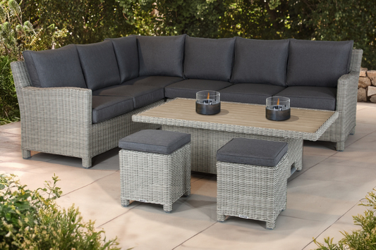 Kettler Palma Signature Casual Dining Right Corner Set with weatherproof cushions