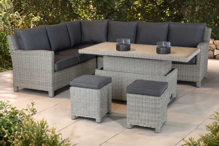 Kettler Palma Signature Casual Dining Right Corner Set with weatherproof cushions