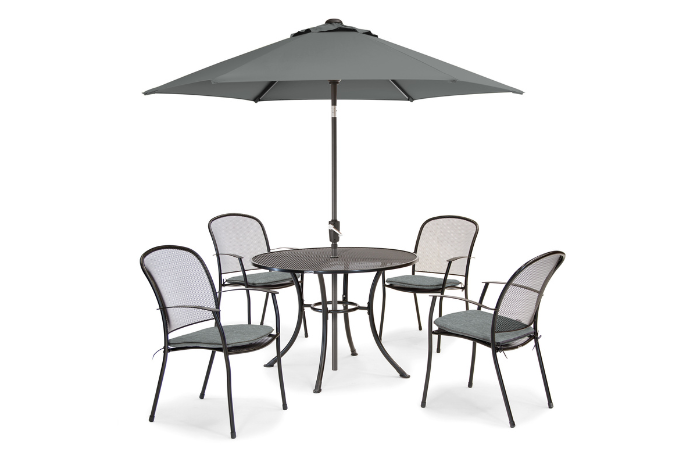 Kettler Caredo 4 Seat Round Mesh Table Set in Slate