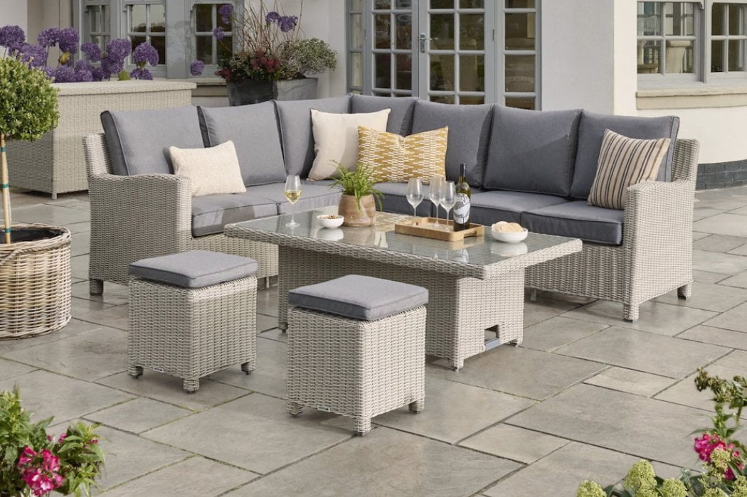 Kettler Palma Signature Casual Dining Right Corner Set with weatherproof cushions