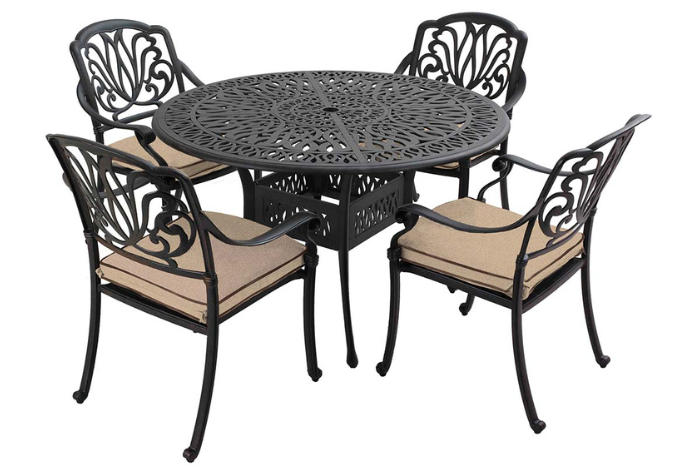 Amalfi 4 Seat Round Dining Set in Bronze & Amber