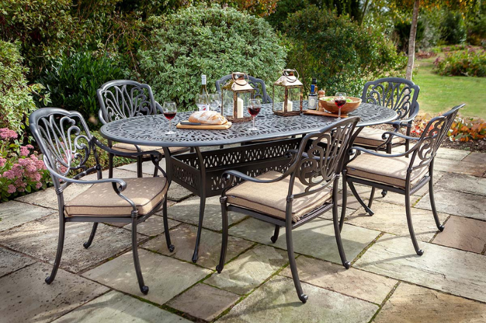 Amalfi 6 Seat Dining Set in Bronze Amber