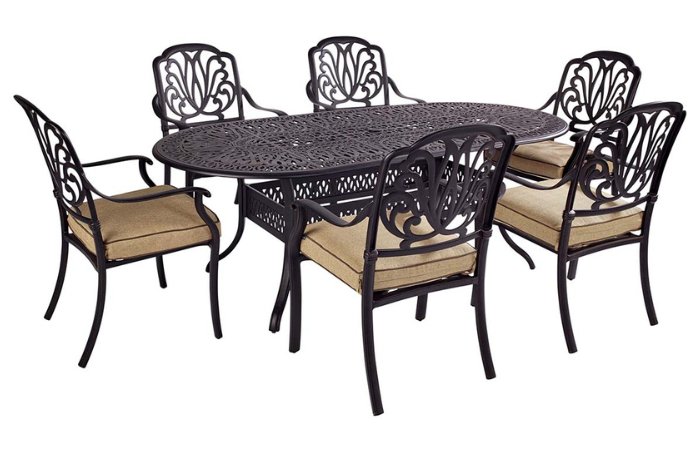 Amalfi 6 Seat Oval Dining Set in Bronze & Amber