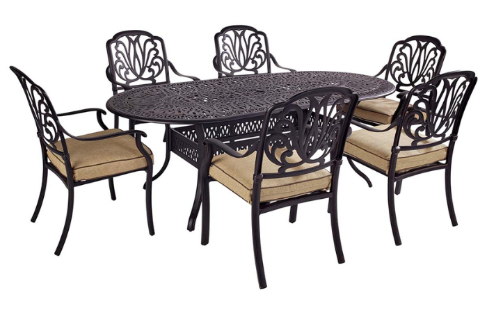 Amalfi 6 Seat Round Dining Set in Bronze Amber cutout