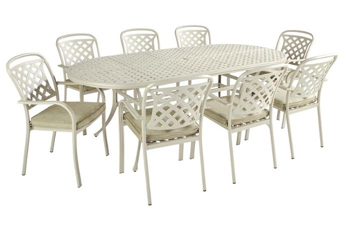 Berkley 8 Seat Dining Set in Maize and Wheatgrass