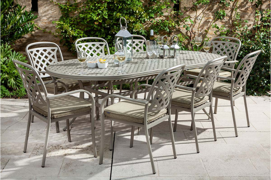 Berkley 8 Seat Dining Set in Maize and Wheatgrass