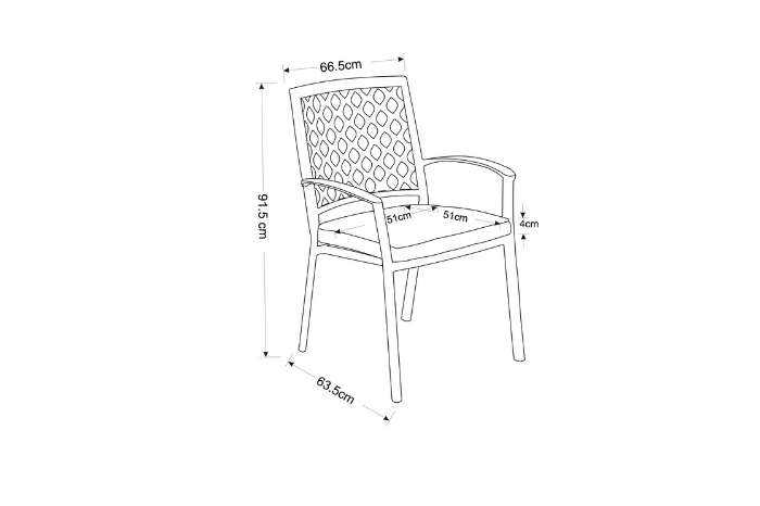 Measurement diagram of an Avebury chair with dimensions labelled