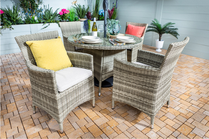 Westbury Seat Round Dining Set in Beech Dove – Kings Garden