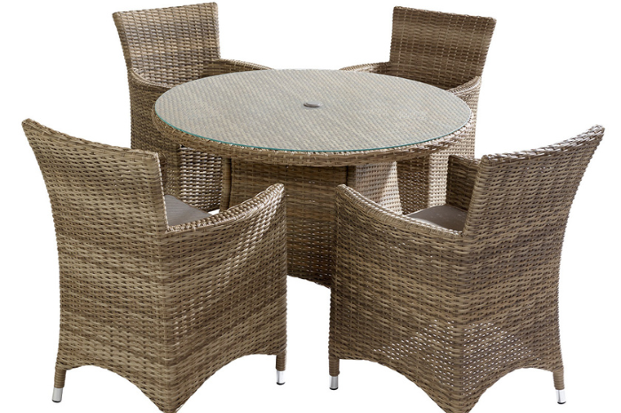 Westbury 4 Seat Round Dining Set in Beech & Dove