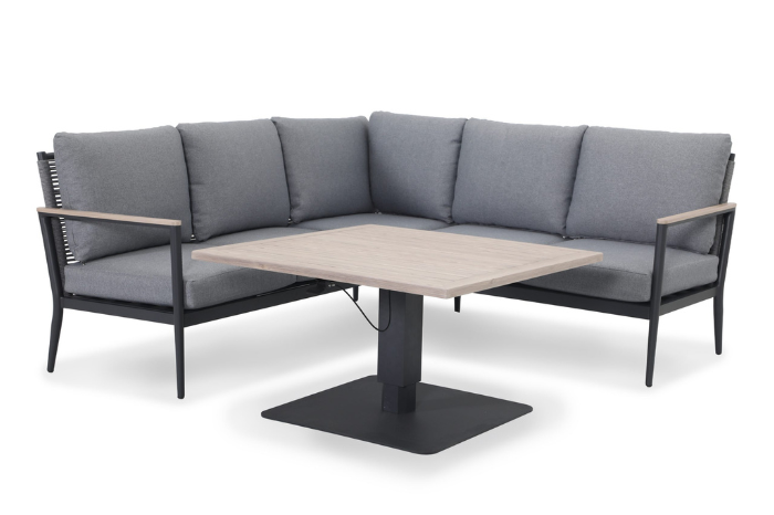 Kettler Merano Aluminium Corner Set with Square High Low Table