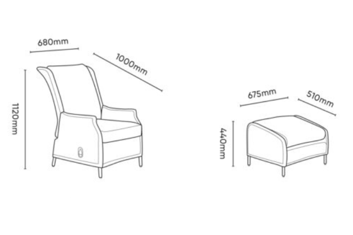 Kettler Palma Recliner & Footstool with ALL NEW weatherproof cushions