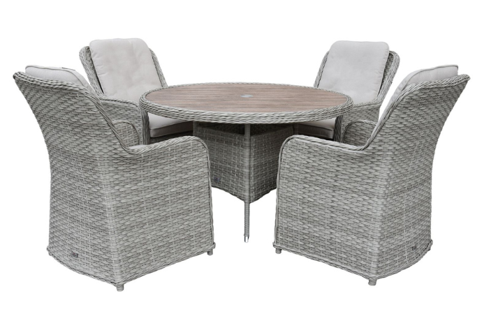 Supremo Hemsby 4 seat 120cm round dining set on a white background