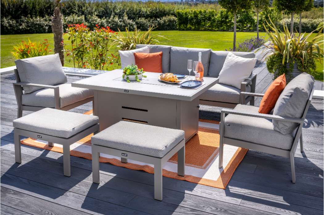 Hartman Rio 3 Seat Lounge Set with Gas Fire Pit Table