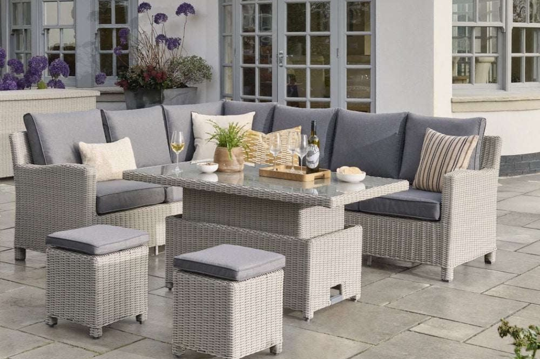 Kettler Palma Signature Casual Dining Right Corner Set with weatherproof cushions