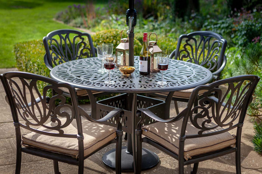 Amalfi 4 Seat Round Dining Set in Bronze Amber1