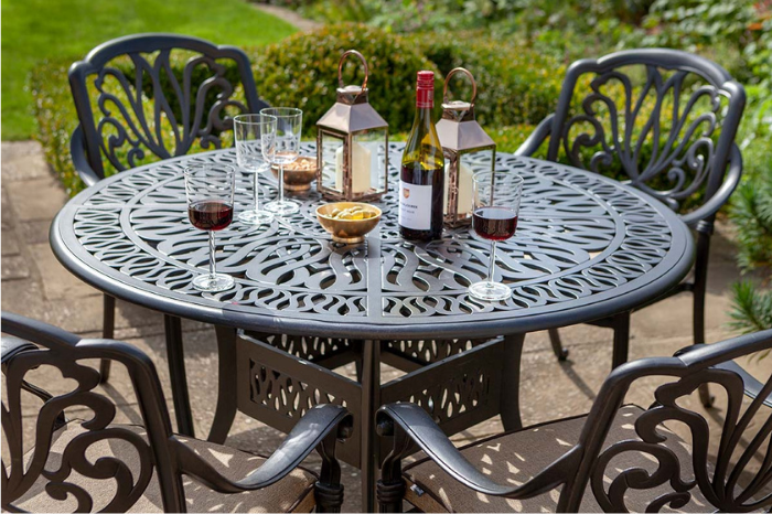 Amalfi 4 Seat Round Dining Set in Bronze & Amber