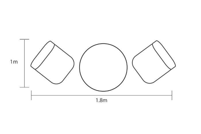 Diagram showing the area coverage of the Avebury Bistro Set