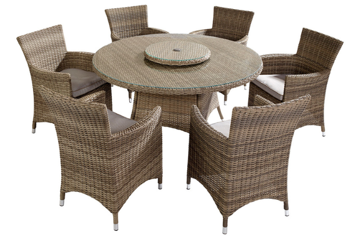 Westbury 6 Seat Round Dining Set in Beech and Dove