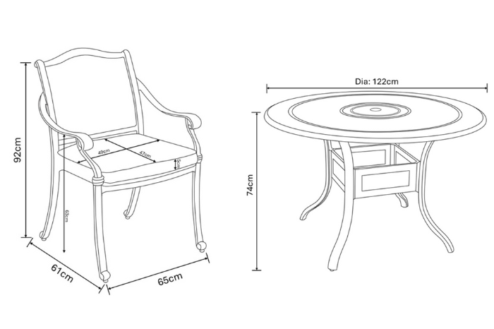 Hartman Capri 4 Seat Dining Set with Parasol