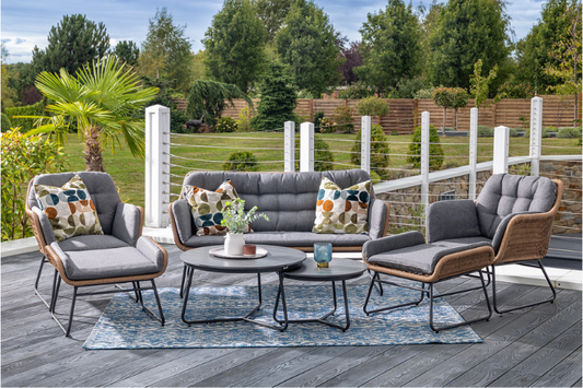 Hartman Rayo 2 seat lounge set arranged on a modern patio