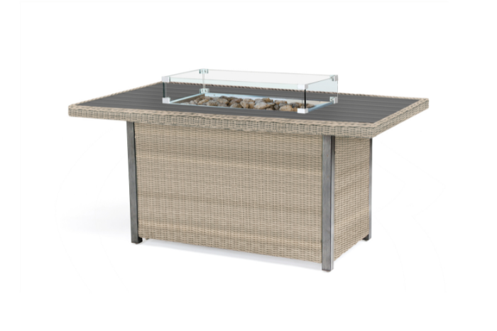 Kettler Palma Casual Dining Right Corner Set in Oyster with Firepit