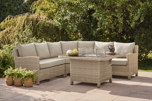 Kettler Palma Grande Corner Set in Oyster with Firepit