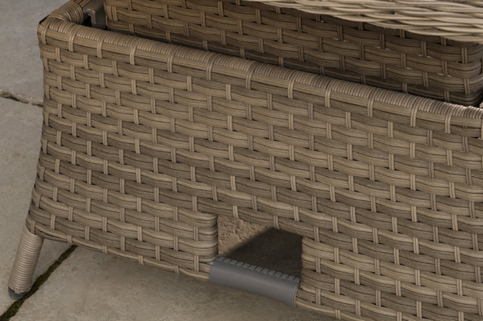 Close-up of adjustable glass-top table on Kettler Charlbury Signature Mini Corner Dining Set