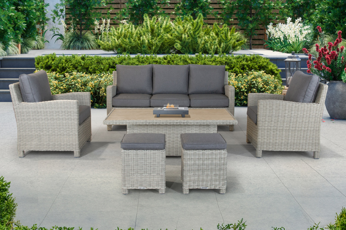 Kettler Palma Signature Dining Sofa Set with slat top high/low table