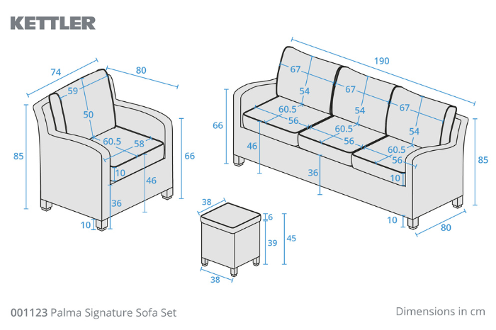 Kettler Palma Signature Dining Sofa Set with slat top high/low table