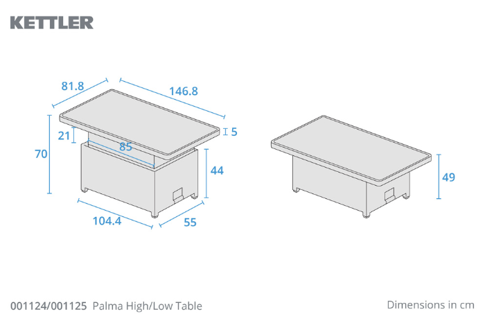 Kettler Palma Signature Dining Sofa Set with slat top high/low table