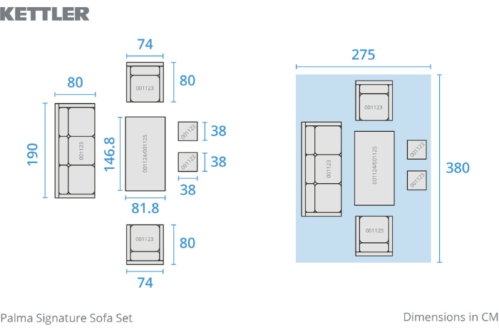 Kettler Palma Signature Dining Sofa Set with slat top high/low table