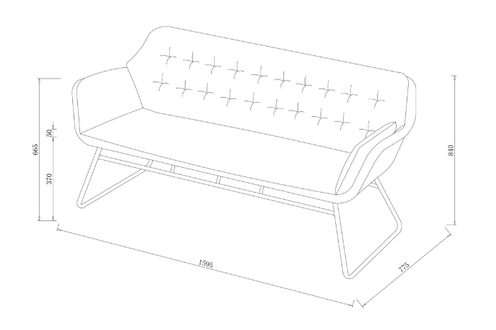 Ling drawing of Rayo 2 seat lounge set sofe 