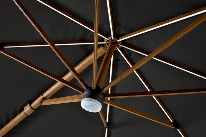 Underside frame structure of Seychelles 3m square cantilever parasol