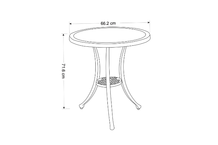 Technical drawing of the Avebury round table with dimensions on a white background