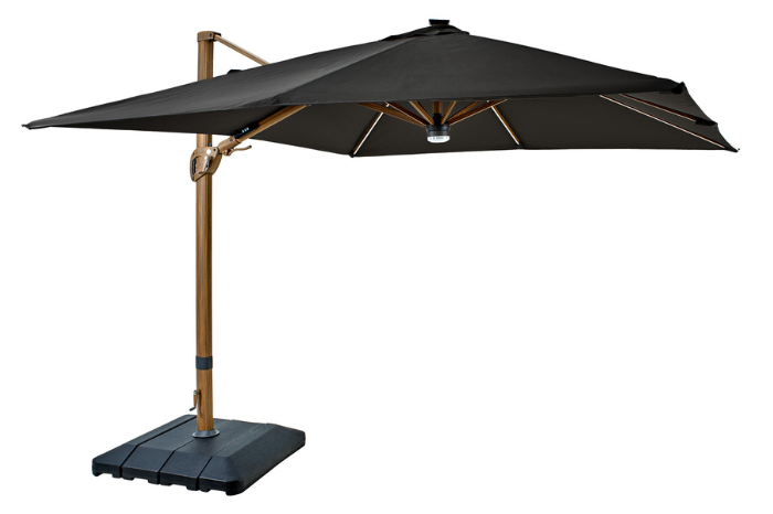 UPF50+ certified square parasol for outdoor dining area