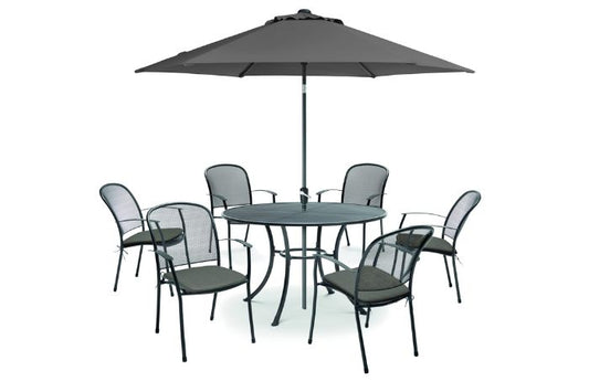 Kettler Caredo 6 Seat Round Mesh Table Set in Slate