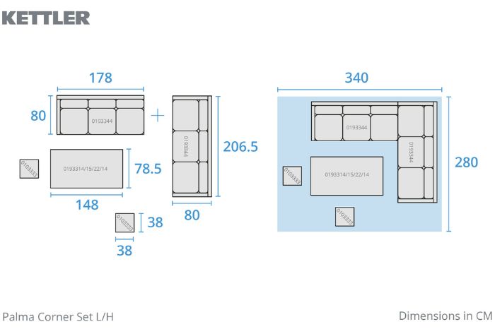 Kettler Palma Casual Dining Left Corner Set